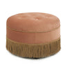 Yolanda - Round Upholstered Accent Ottoman - Peach Orange / Gold