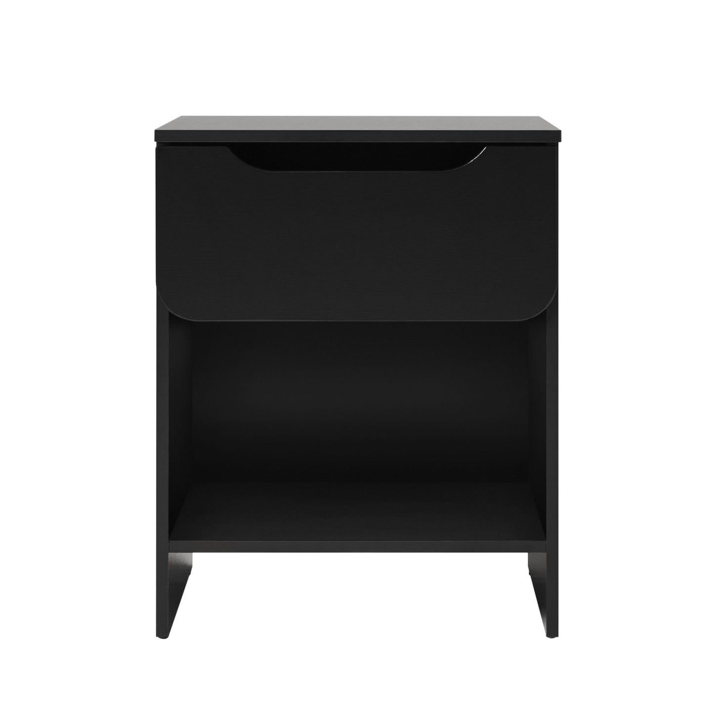 Modern Minimalist 1 Drawer Nightstand With Cubby - Black