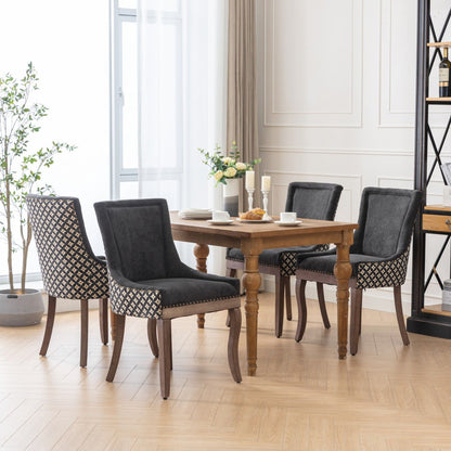 Ultra Side Dining Chair, Thickened Fabric Chairs With Neutrally Toned Solid Wood Legs, Bronze Nail Head (Set of 2) - Blue