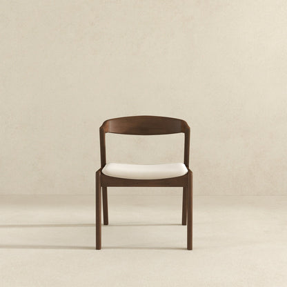 Dakota - Velvet Dining Chair (Set of 2) - Cream White / Dark Brown