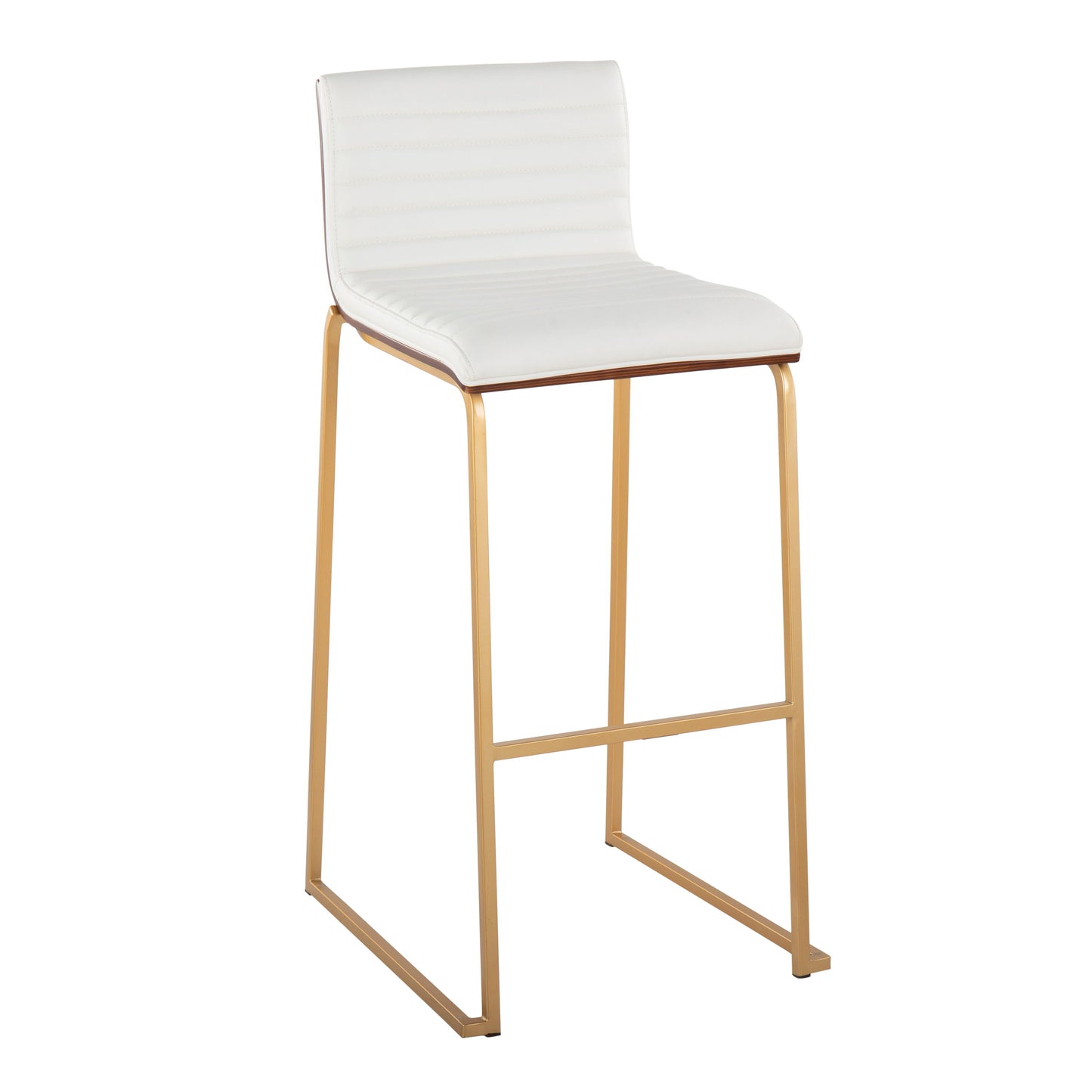 Mason Mara - Contemporary Fixed Height Barstool (Set of 2) - Gold / Walnut / White