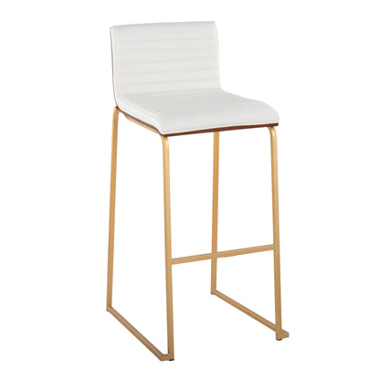 Mason Mara - Contemporary Fixed Height Barstool (Set of 2) - Gold / Walnut / White