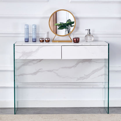 Environmental Protection Minimalist Dresser, Desk, Desktop Computer Desk, With Double Drawer Storage Space, Simple Home, Perfect For Various Styles - White