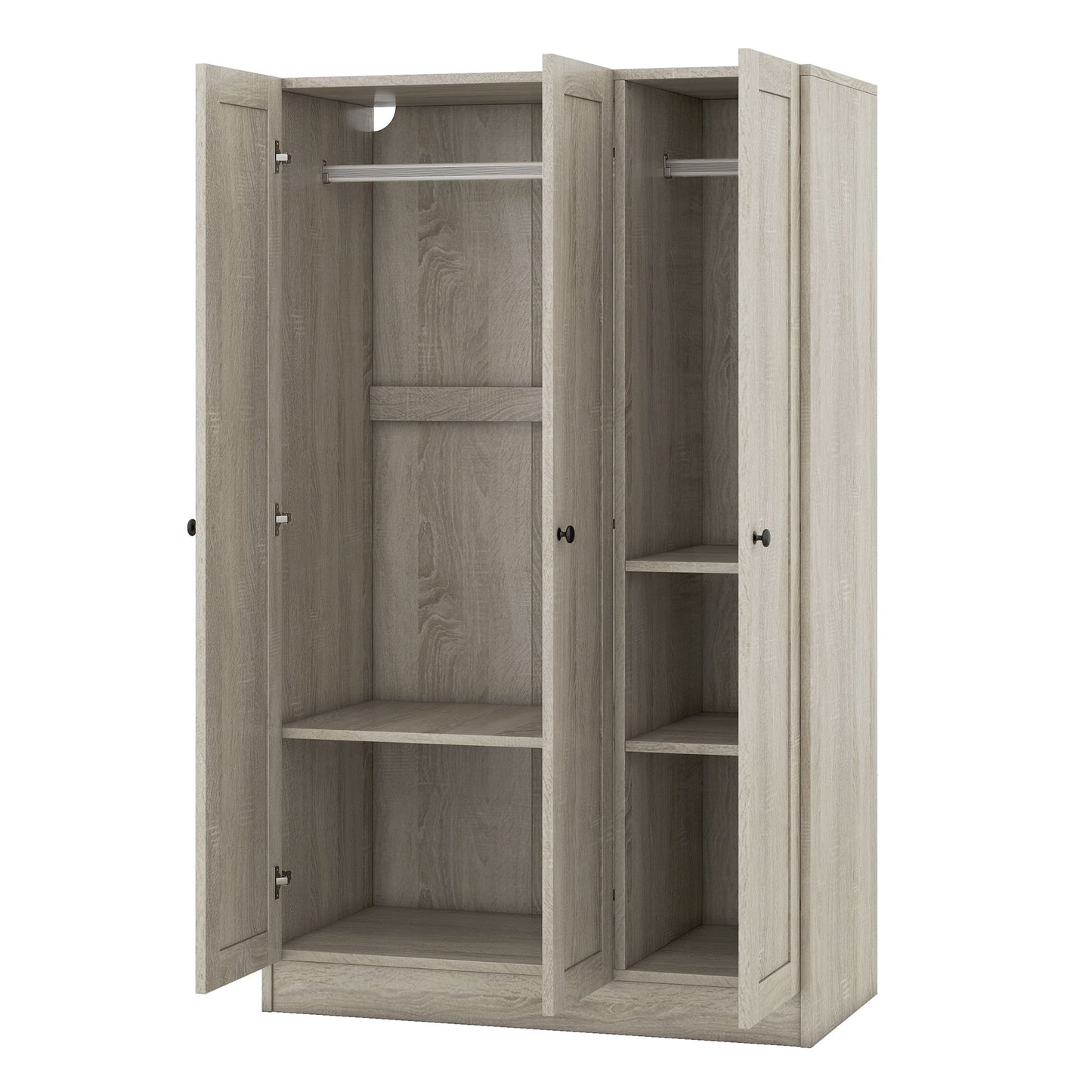 3 Door Shutter Wardrobe With Shelves - Gray