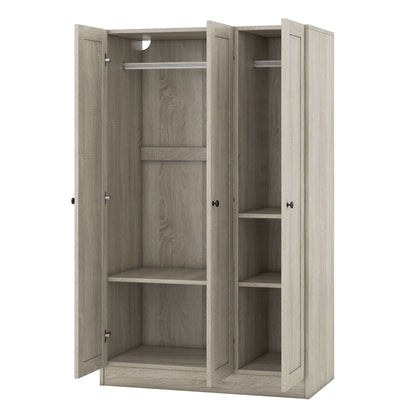 3 Door Shutter Wardrobe With Shelves - Gray