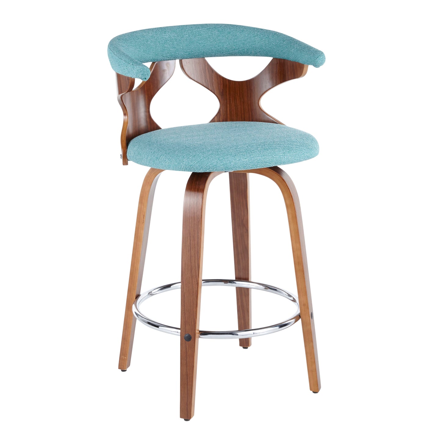Gardenia - Mid-Century Modern Counter Stool (Set of 2) - Walnut / Teal