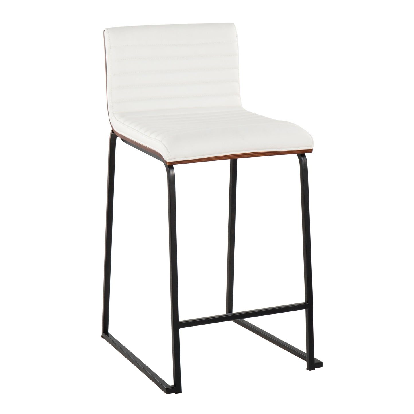 Mason Mara - Contemporary Fixed Height Counter Stool (Set of 2) - Black / Walnut / White
