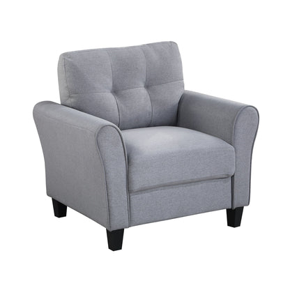 Modern Living Room Sofa Set Linen Upholstered Couch Furniture For Home Or Office - Light Gray / Blue