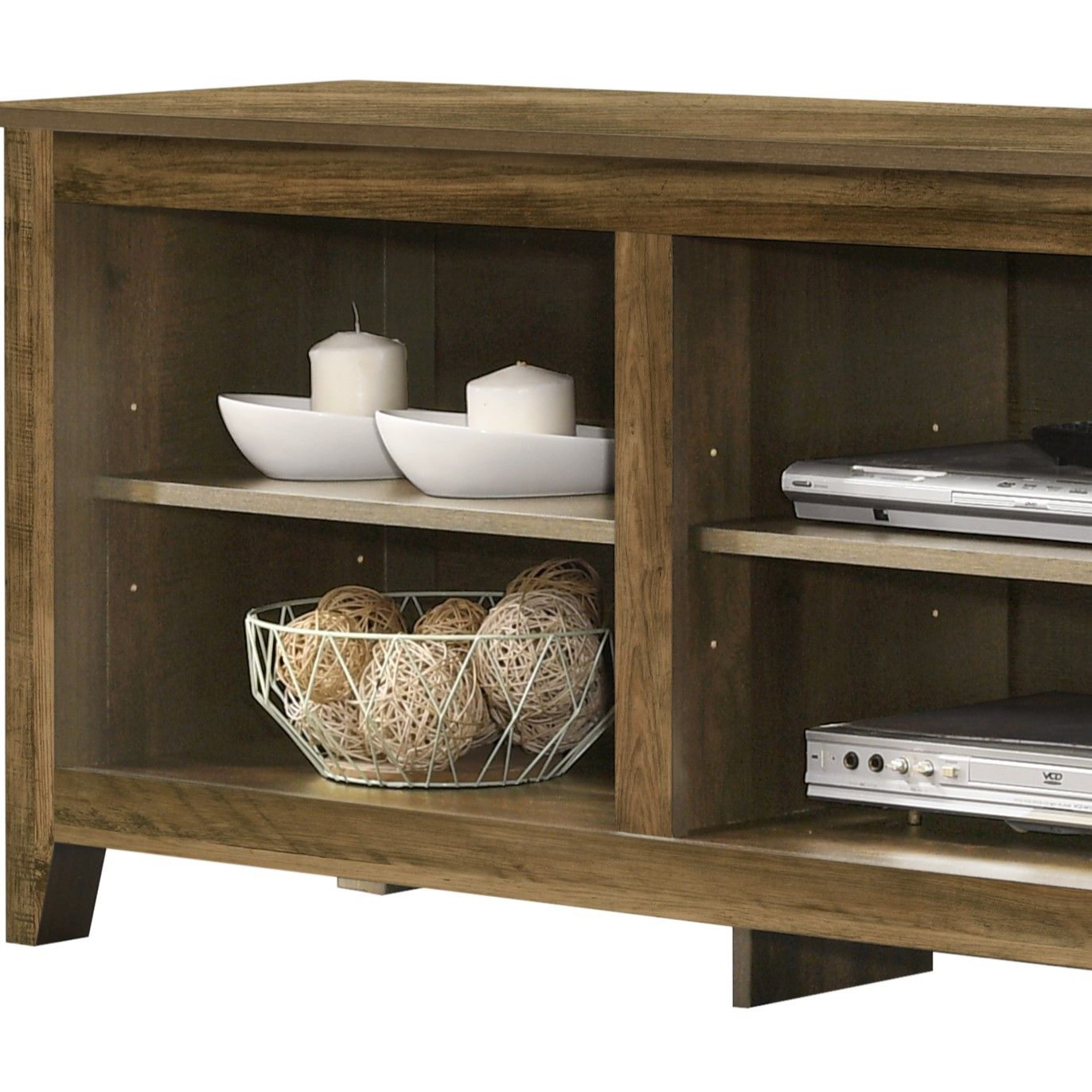 Benito - TV Stand With Open Shelves And Cable Management - Knotty Oak
