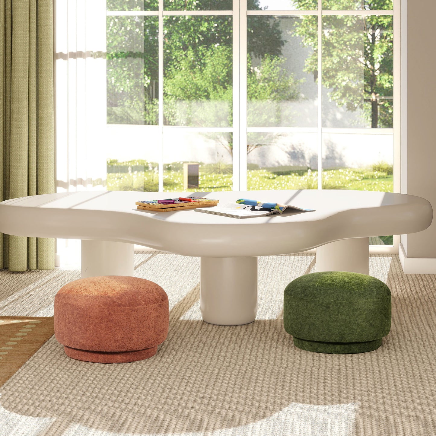 Fuji - Mushroom Footstool Ottoman - Spice Orange
