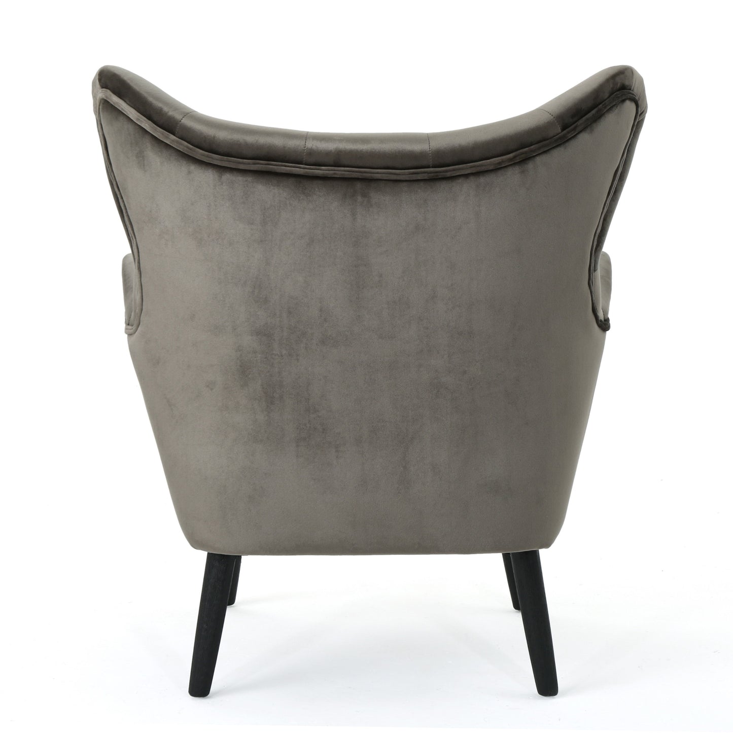 Modern Velvet Arm Chair With Tufted Wingback Design - Gray