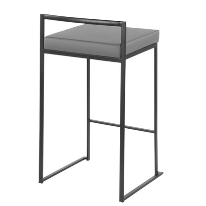 Fuji - Contemporary Stackable Counter Stool (Set of 2) - Black / Gray