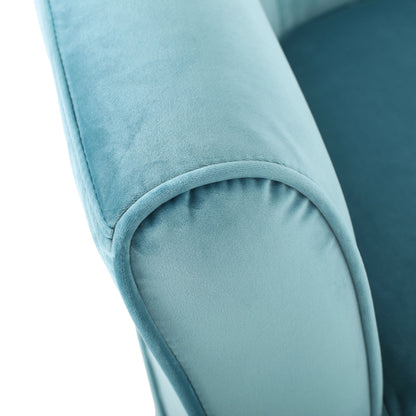 Zeniqua - Upholstered Velvet Swivel Chair With Loose Cover - Blue