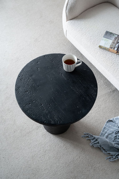 Round Side Table With Pedestal Base - Black