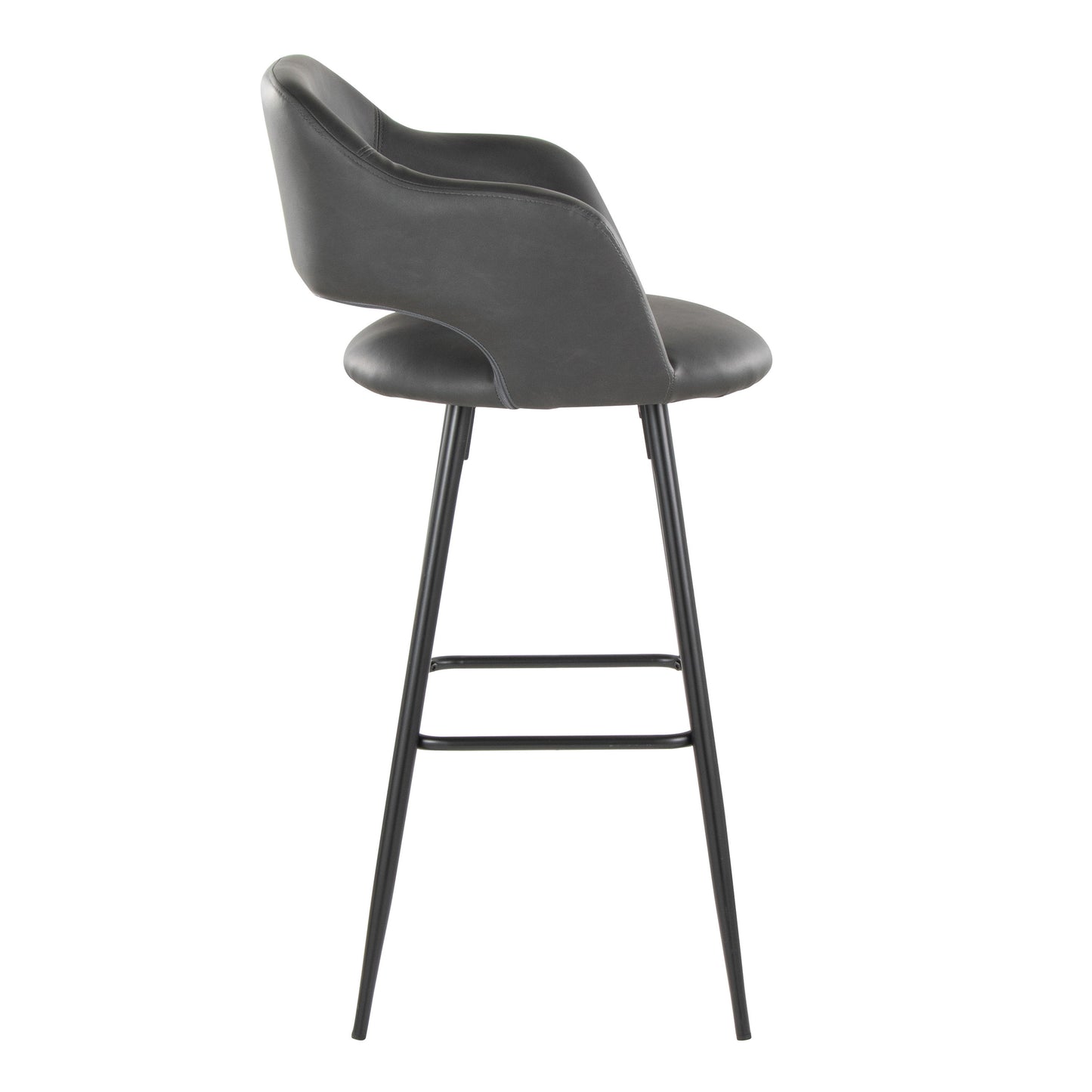 Margarite - Contemporary Fixed Height BarStool With Square Footrest (Set of 2) - Black / Gray