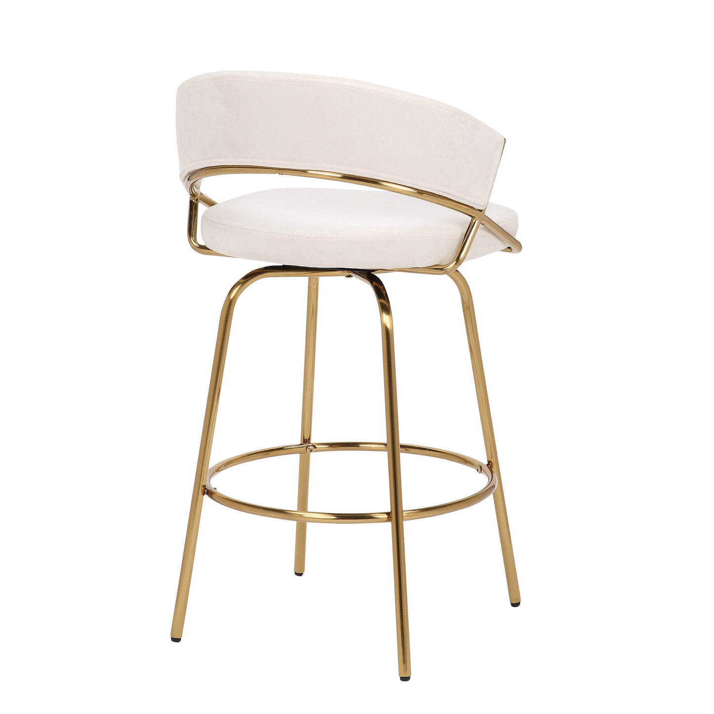 Jie - Glam Fixed Height Counter Stool (Set of 2) - Gold / Cream