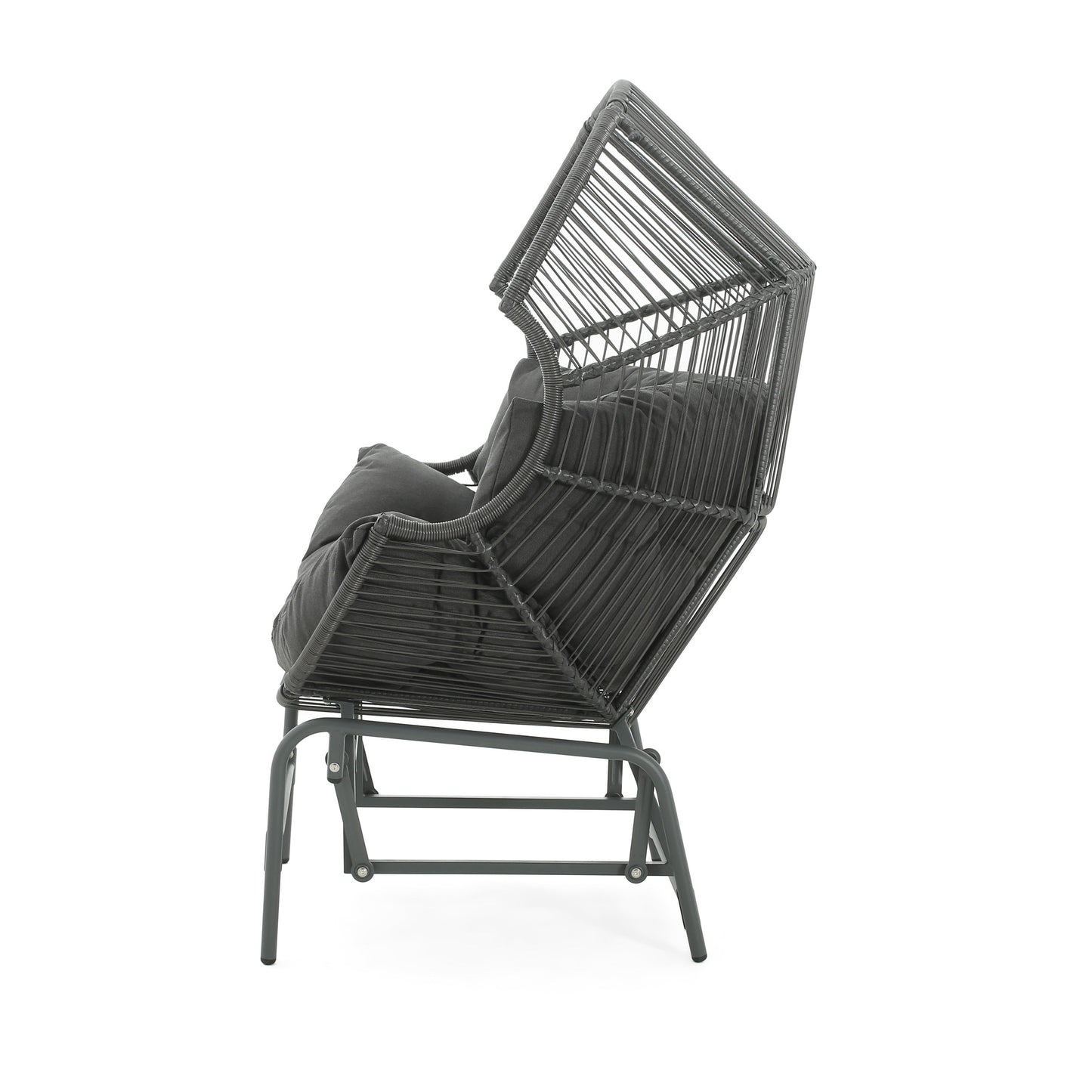 Palos - Outdoor Wicker Glider Chair - Dark Gray