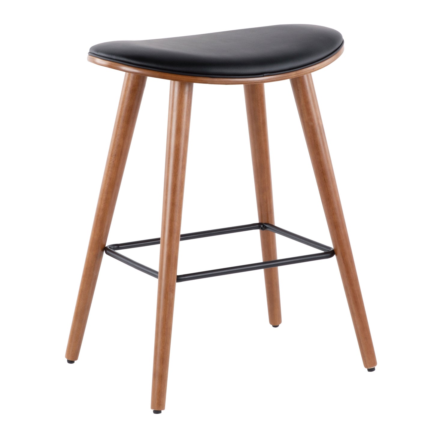 Saddle - Mid-Century Modern Counter Stool (Set of 2) - Walnut / Black