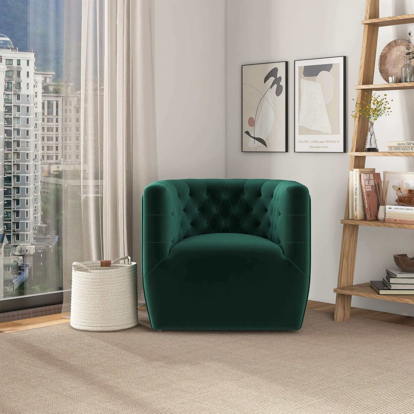 Delaney - Swivel Stylish Chair - Green