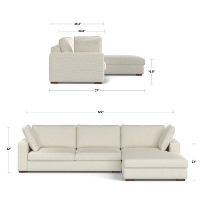 Charlie - Deep Seater Right Sectional Sofa - Cream
