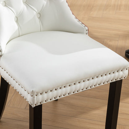 Nikki - Modern, High-End Tufted Solid Wood Contemporary And Velvet Upholstered Dining Chair With Wood Legs Nailhead Trim (Set of 2) - White / Pink