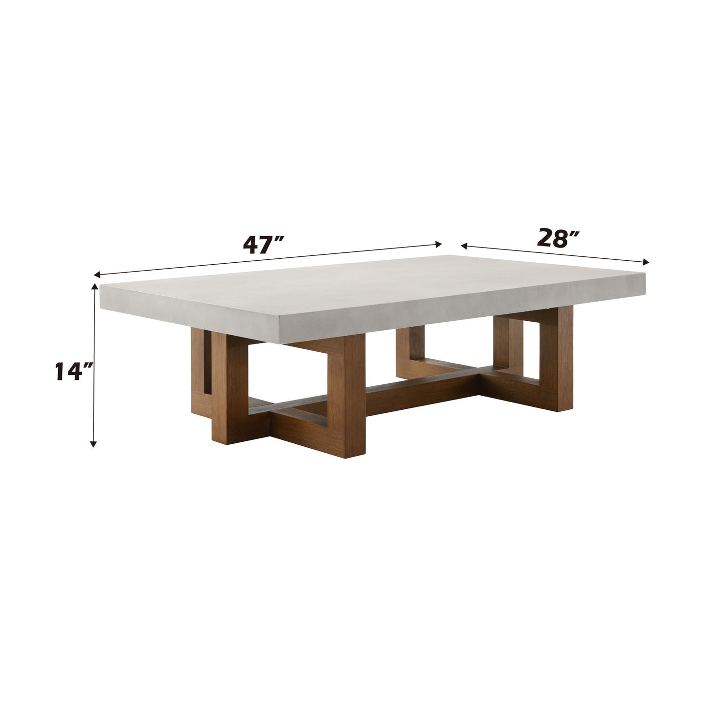 Keven - Faux Concrete Top Rectangular Coffee Table - Walnut