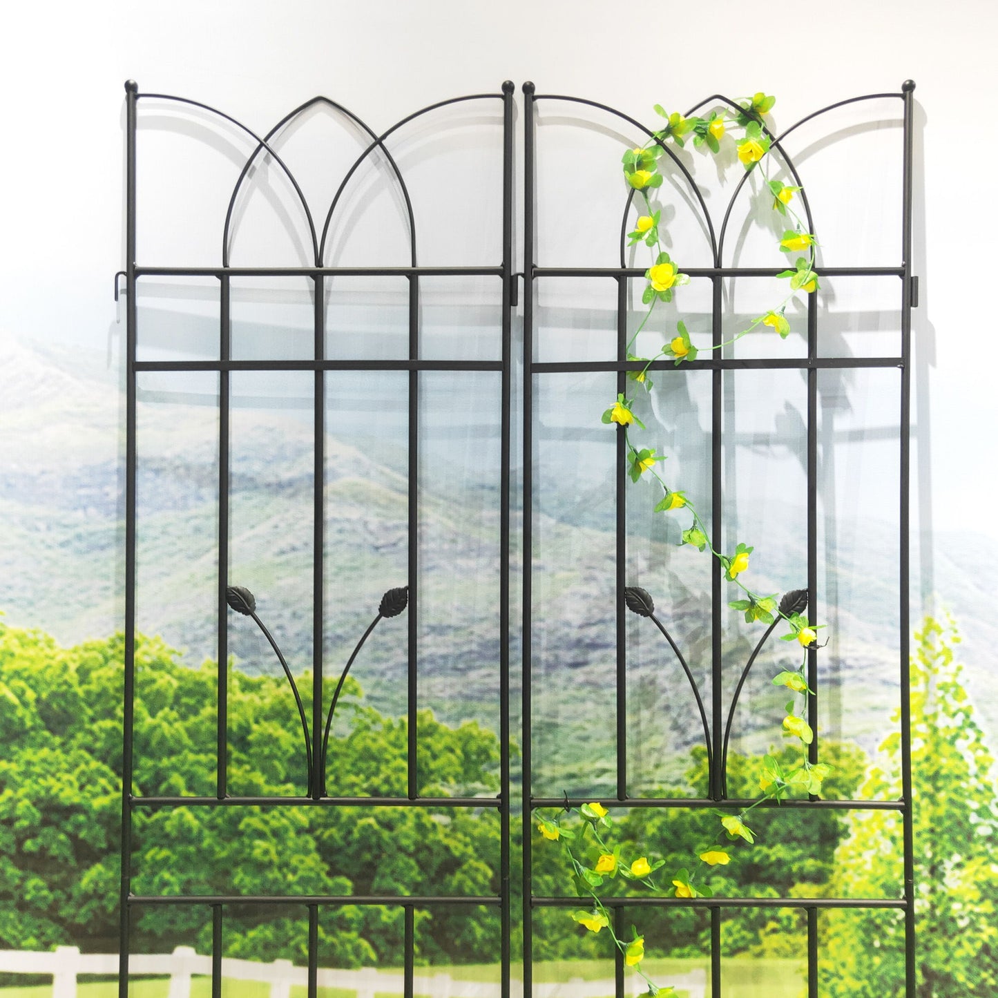 4 Pack Metal Garden Rustproof Trellis For Climbing Plants, Outdoor Flower Support - Black