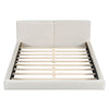 Queen Size Upholstered Platform Bed, Grounded Bed With Solid Frame - Beige