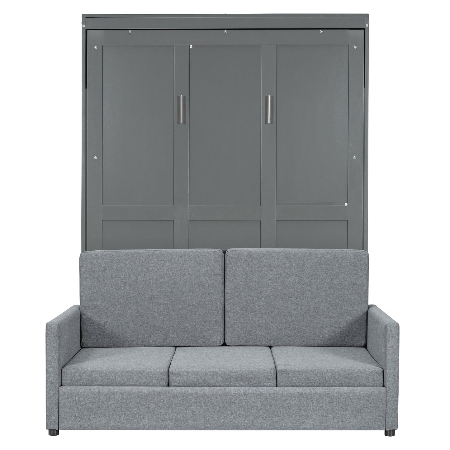Full Size Murphy Wall Bed With Cushion - Gray