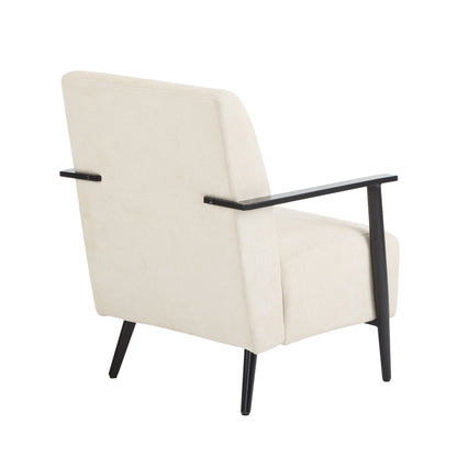 Modern Lounge Chair With Polyester Upholstery And Sturdy Metal Frame - Beige