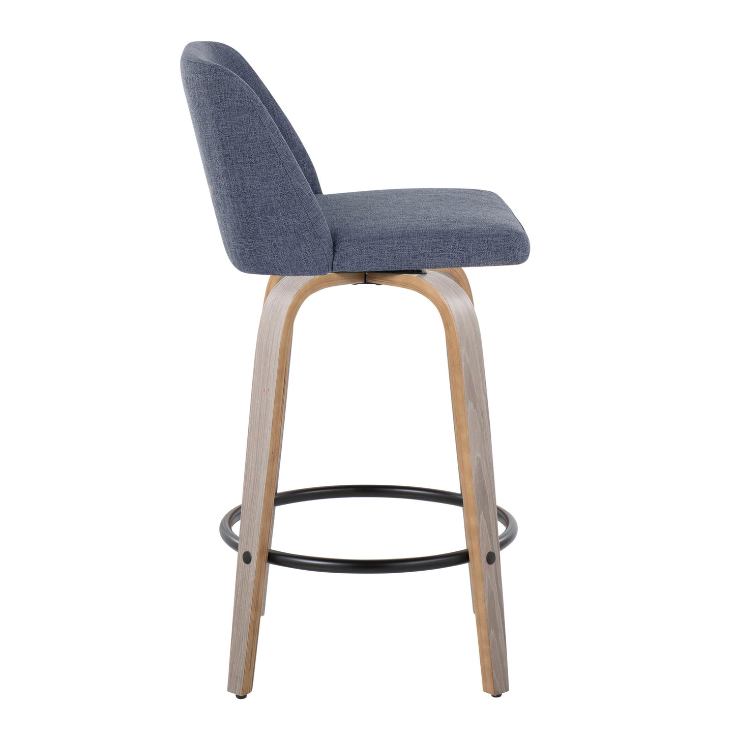 Toriano - Contemporary Fixed Height Counter Stool With Swivel With Round Footrest (Set of 2) - Light Gray / Blue