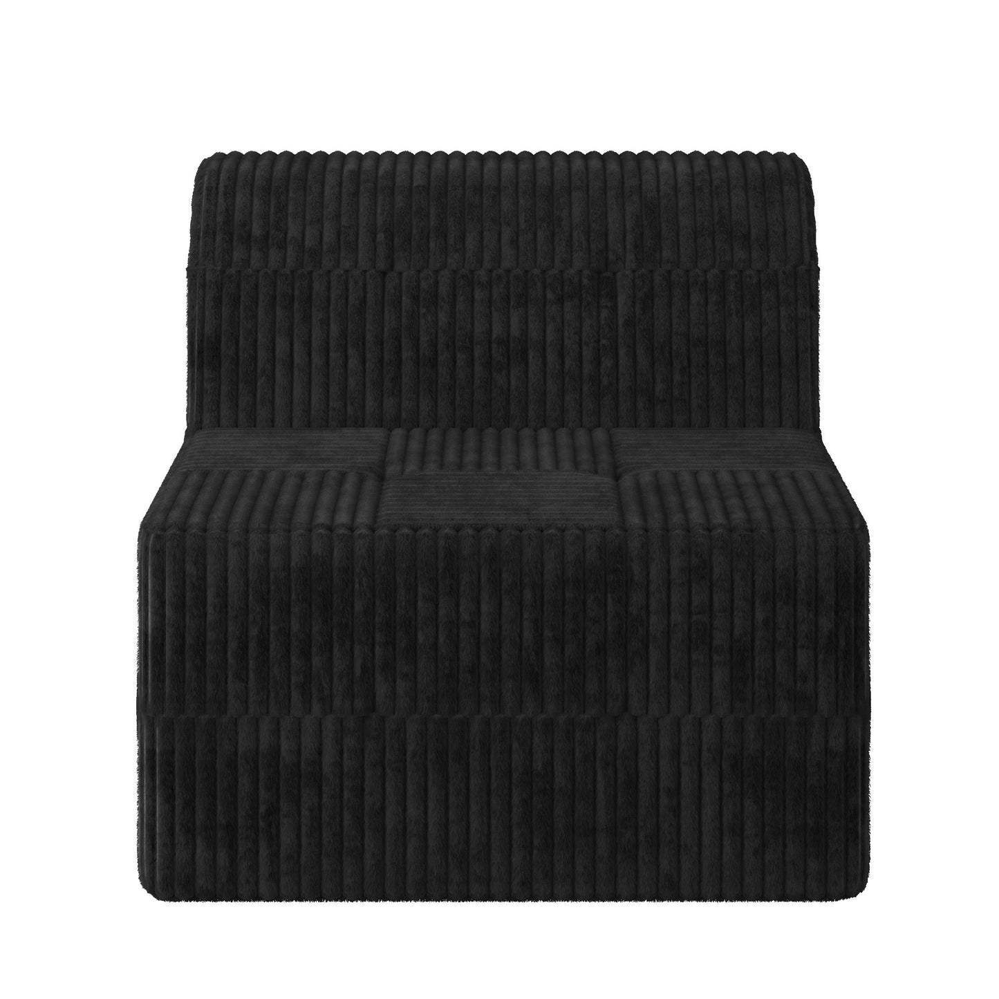 Modern Minimalist Corduroy Sleeper Sofa Compressed Sectional Single Seat Foam Filled - Black