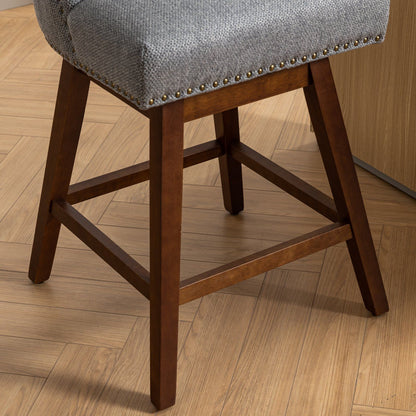 Counter Height Swivel Barstools, 26'' H Seat Height Upholstered Bar Stools (Set of 2), Fabric - Gray