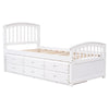 Twin Size Platform Storage Bed Solid Wood Bed With 6 Drawers - White