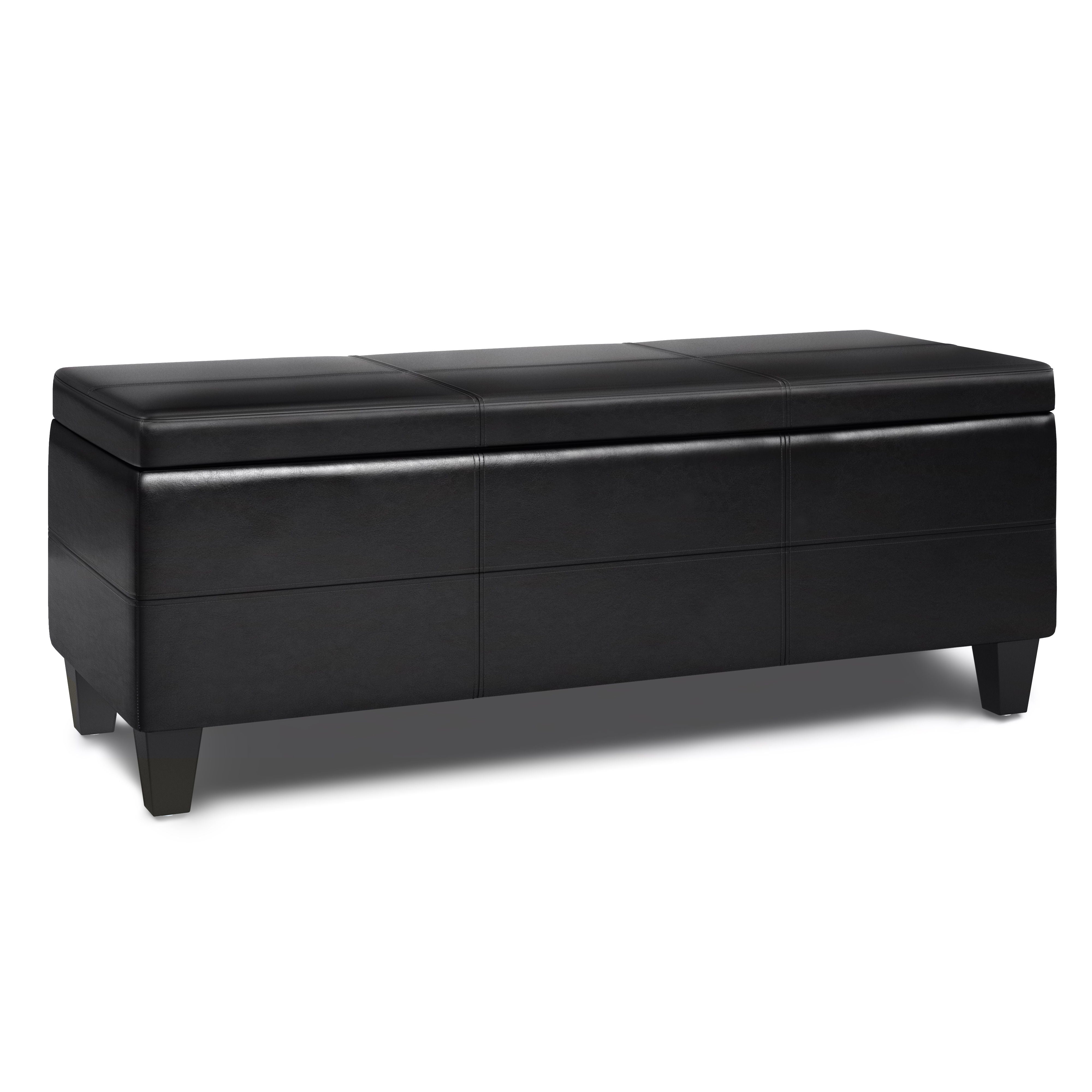 Afton - Storage Ottoman Bench - Midnight Black