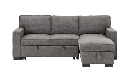 Estelle - Reversible Sleeper Sectional With Storage Chaise Drop-Down Table 2 Cup Holders And 2 USB Ports - Dark Gray