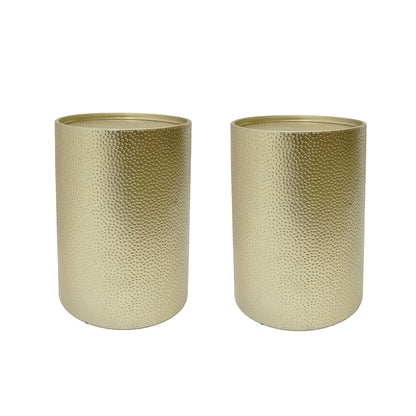 Side Table With Cylindrical Shape And Convenient Table Lip (Set of 2) - Gold