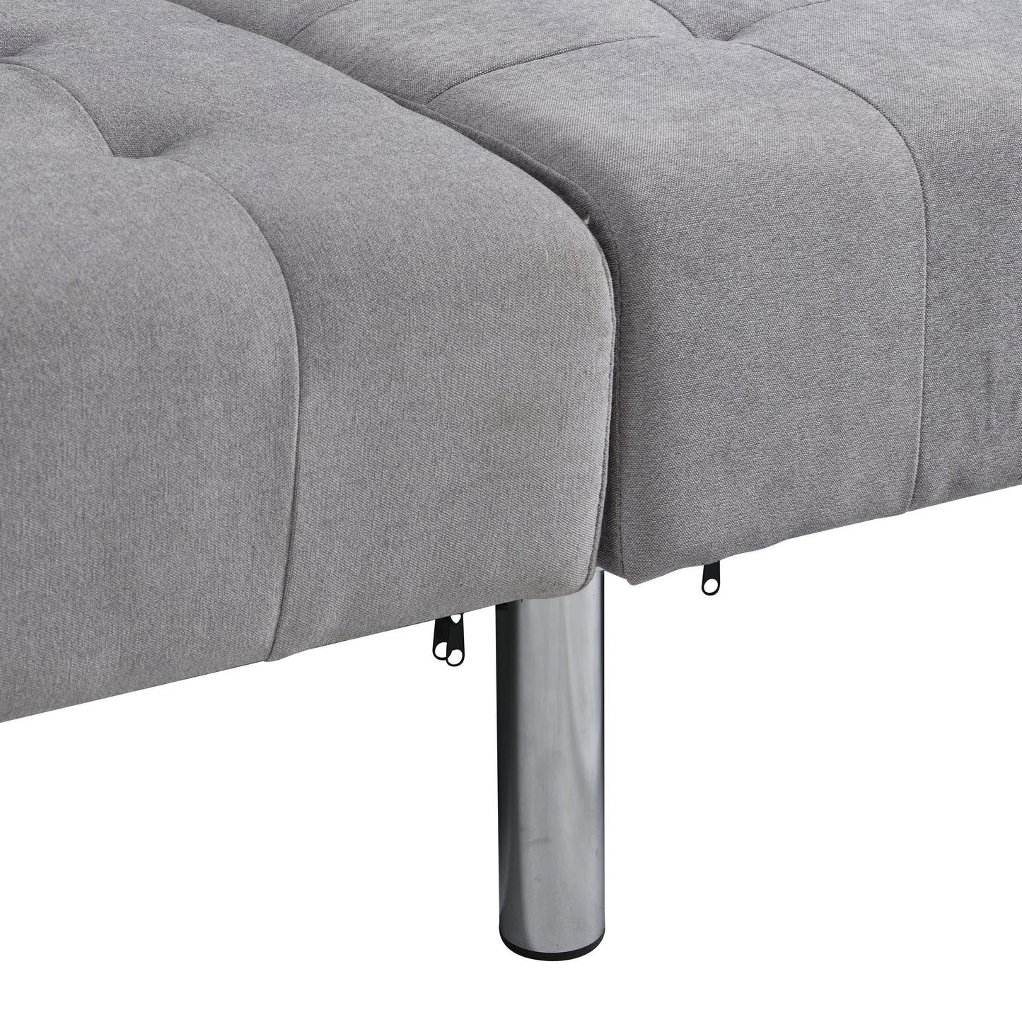 Futon Sofa Bed Convertible Folding Lounge Couch, Armrests - Light Gray