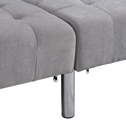 Futon Sofa Bed Convertible Folding Lounge Couch, Armrests - Light Gray