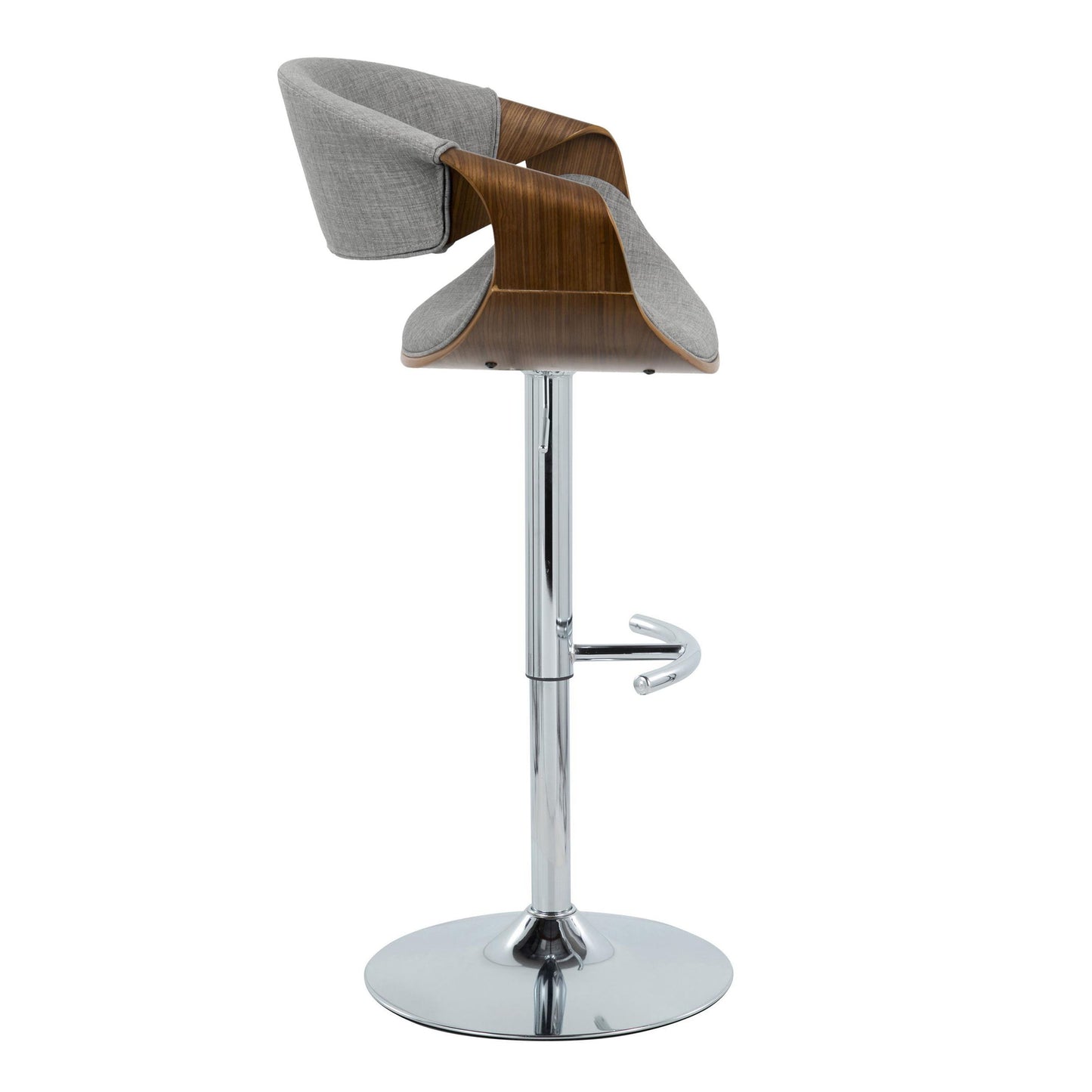 Curvo - Mid-Century Modern Adjustable Barstool With Swivel With Rounded T Footrest (Set of 2) - Gray