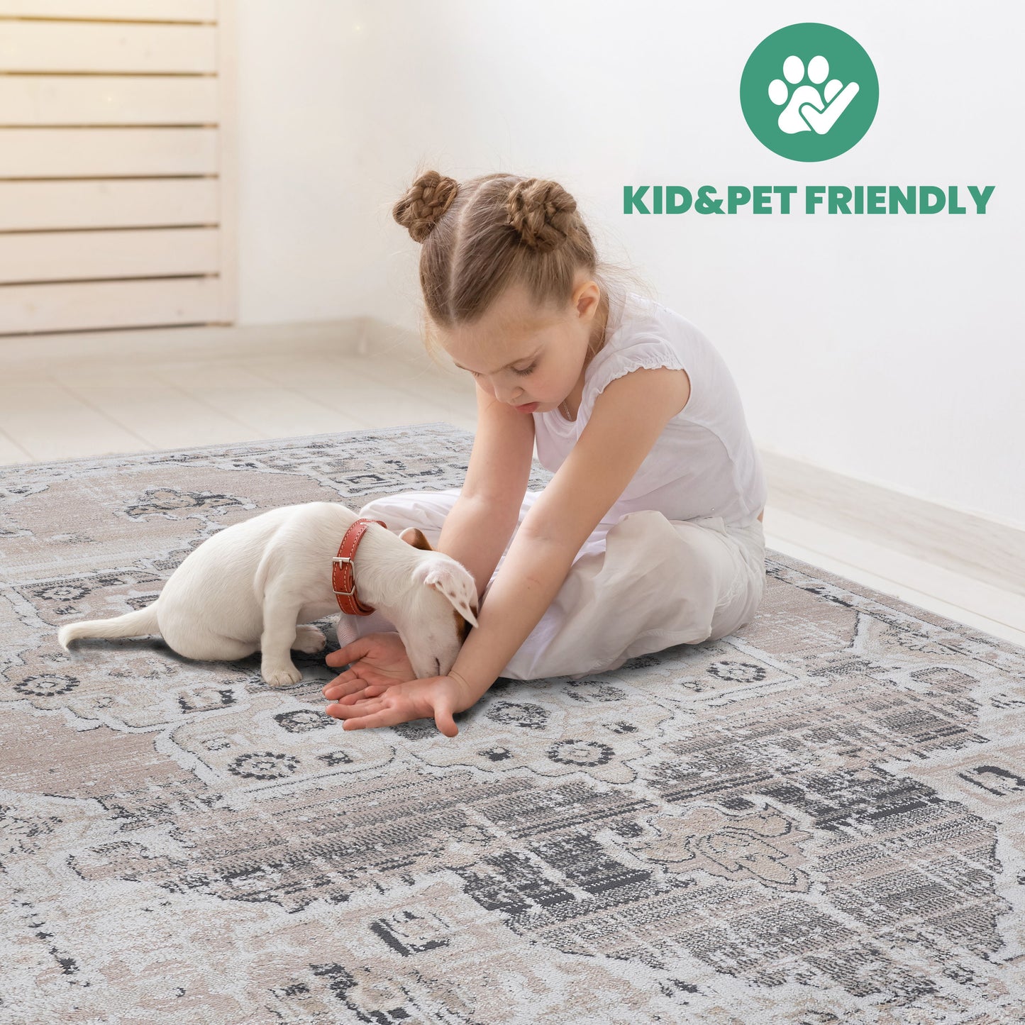 Payas - 2' X 3' Medallion Area Rug - Cream / Beige