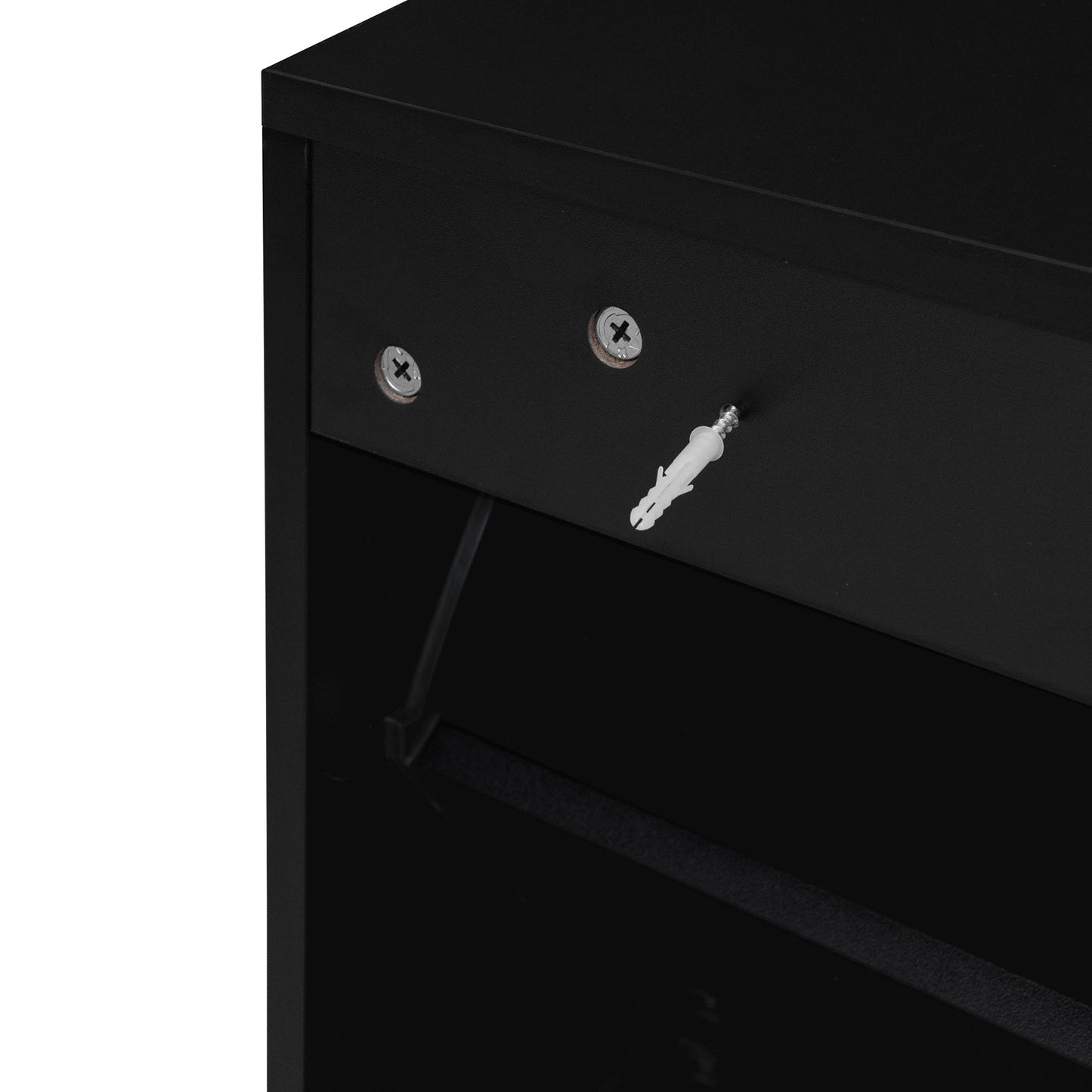 Modern Rattan 3 Door Shoe Rack Cabinet For Entryway Freestanding Black Storage Unit In Particle Board - Black