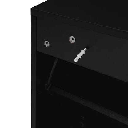 Modern Rattan 3 Door Shoe Rack Cabinet For Entryway Freestanding Black Storage Unit In Particle Board - Black