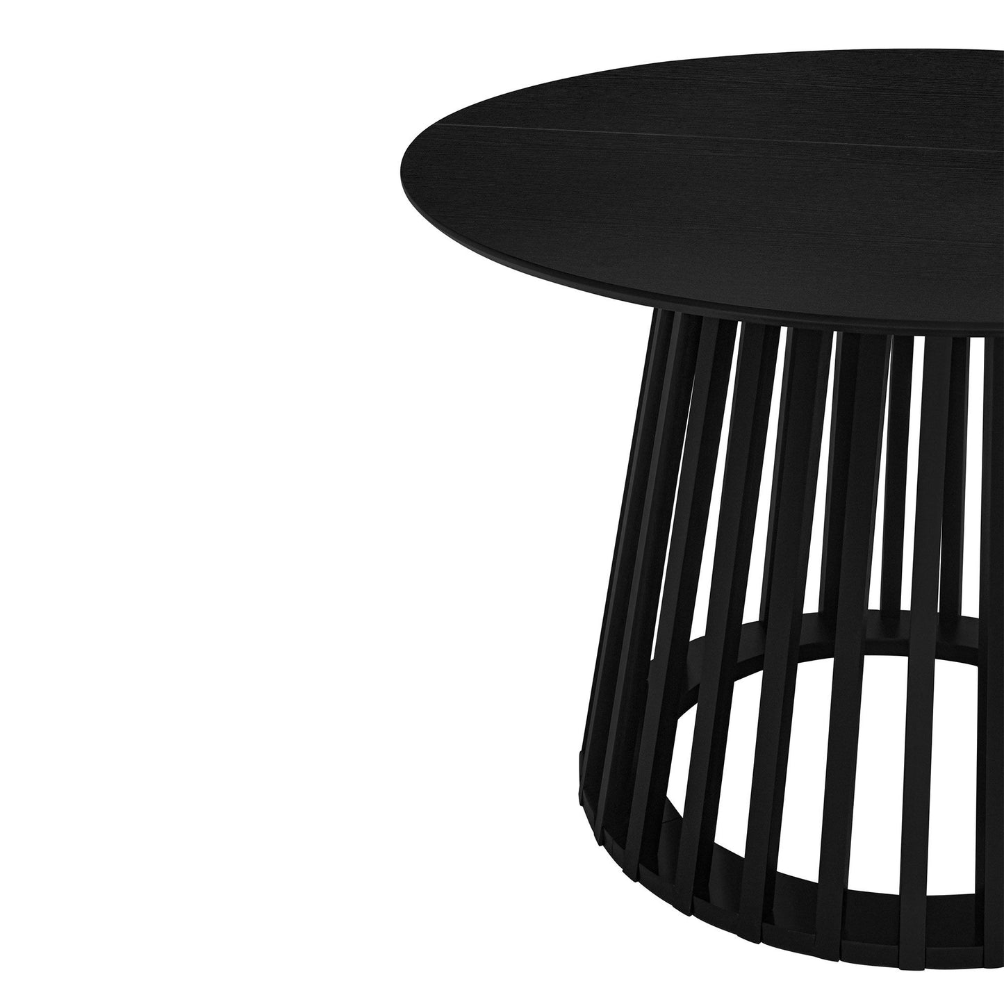 Modern Round Coffee Table With Grille Molding For Living Room, Bedroom, Or Balcony - Black