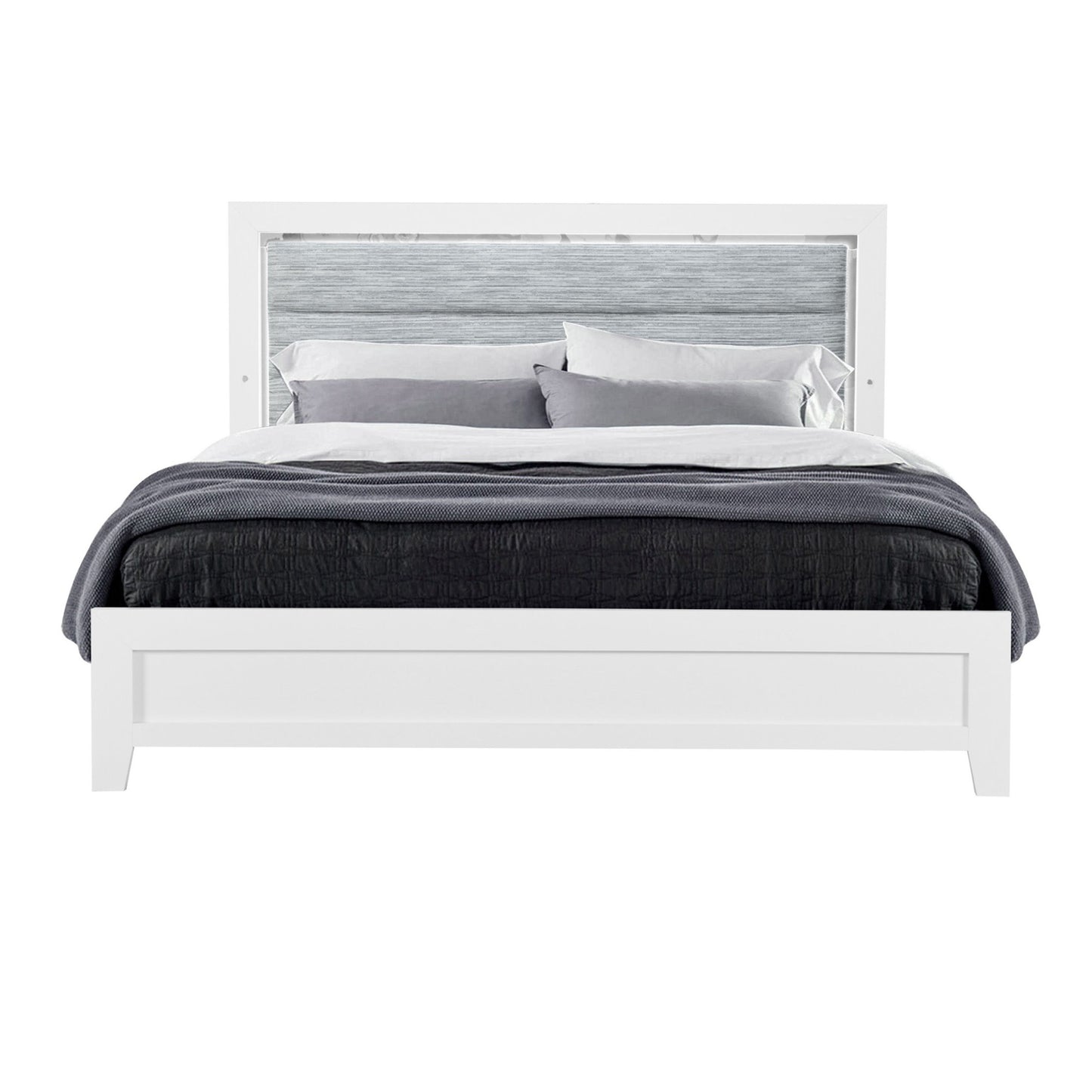 Omoda - King Bed With LED - White
