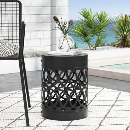 Outdoor, Metal End Table Large - Black