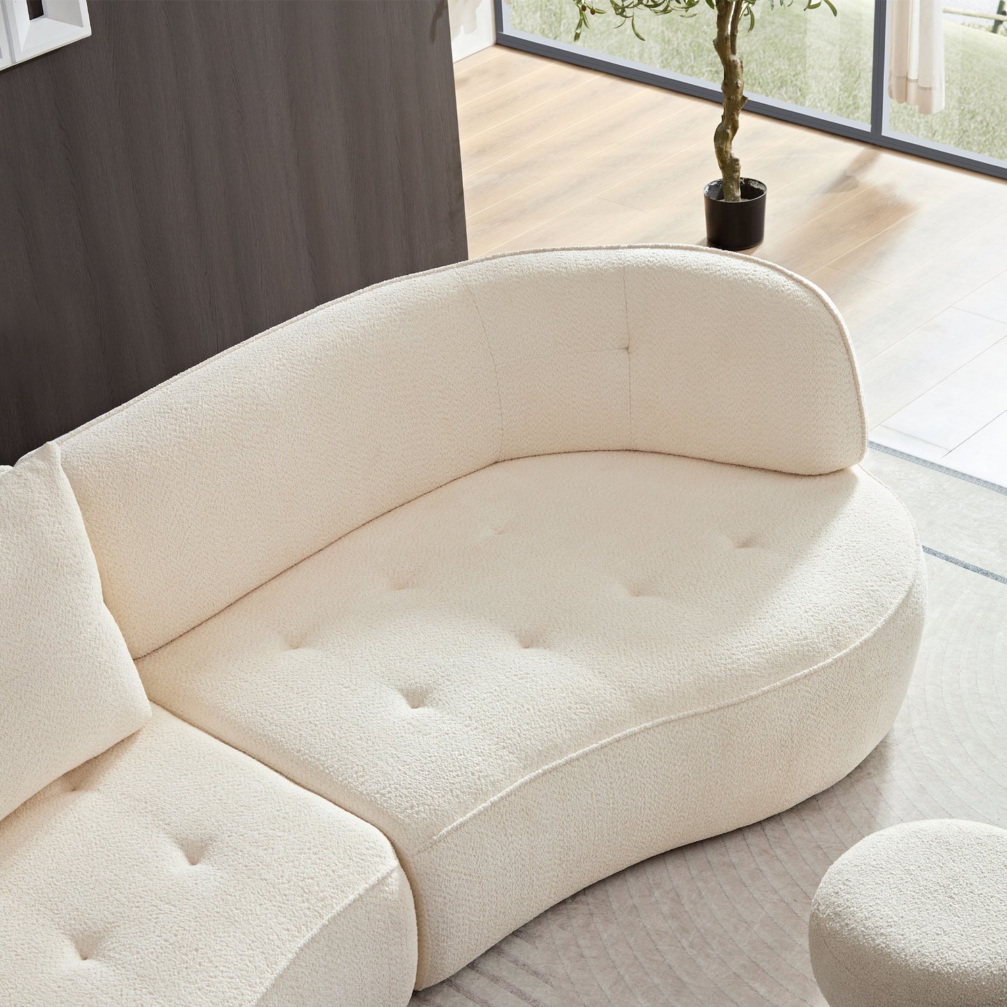 4 Seat Modular Sofa With Removable Pillows, Durable Fabric And Solid Wood Frame - White