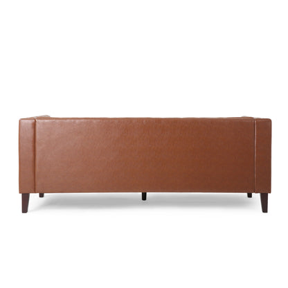 Comfy 3 Seat Sofa With Tufted Back, Modern For Living Room - Light Brown