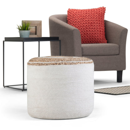 Serena - Round Braided Pouf - Natural