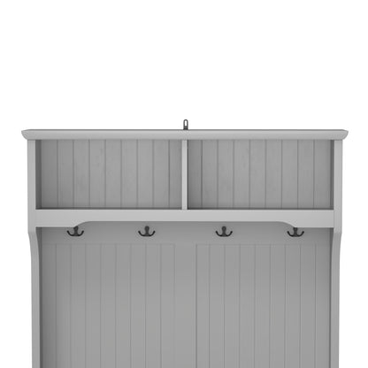 Modern 3 In 1 Hallway Hall Tree With Storage Drawers, Coat Rack, Shoe Rack Bench, And Cushion - Gray